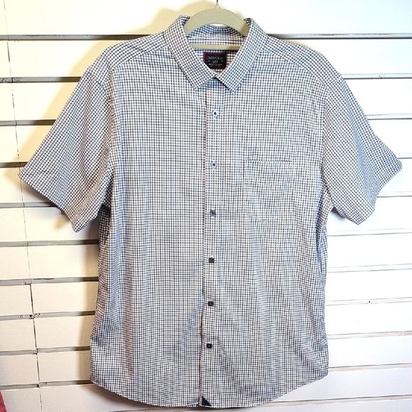UNTUCKit De Bortoli Navy/White Check Button Down Performance Shirt Large EUC - Picture 2 of 8